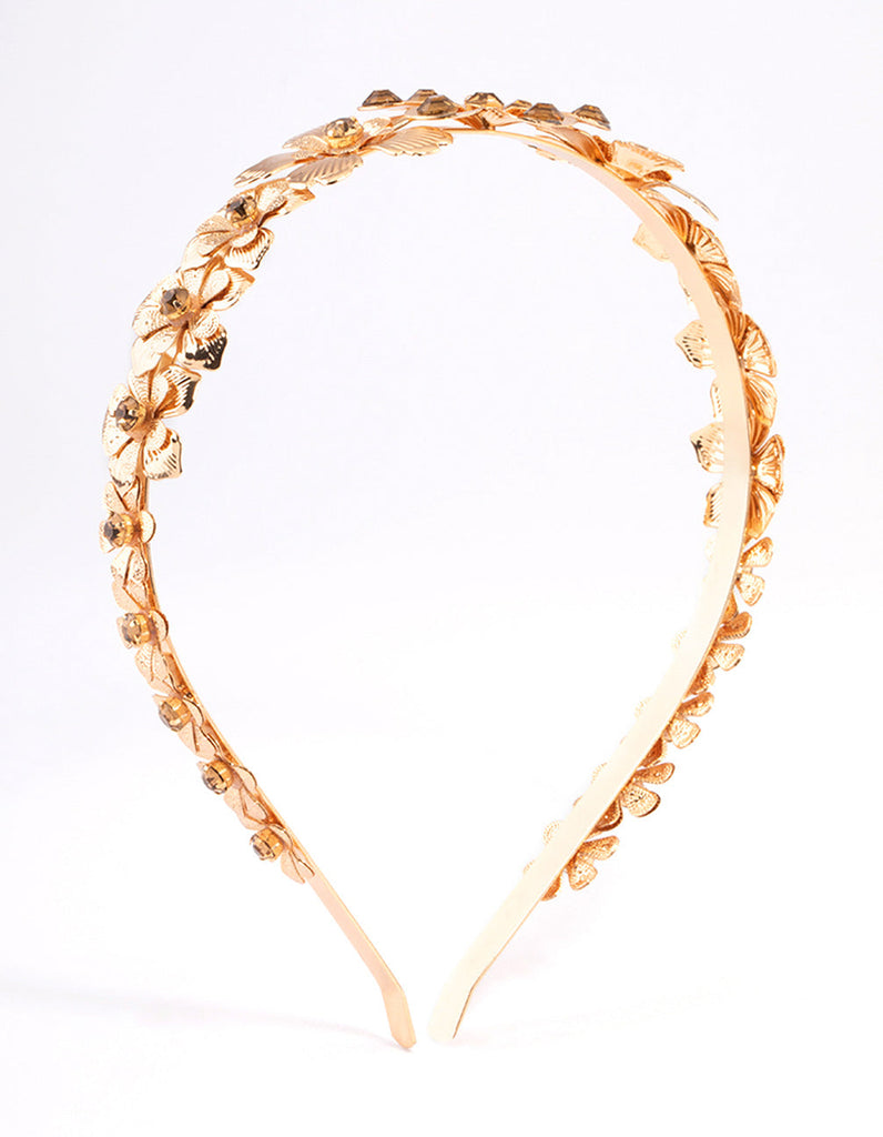 Gold Floral Stone Headband