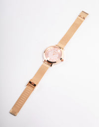 Rose Gold Coloured Pink Mesh Watch - link has visual effect only