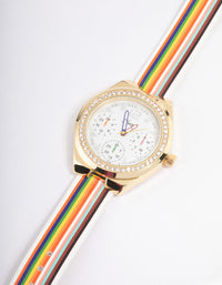 Gold Rainbow Faux Leather Strap Watch - link has visual effect only
