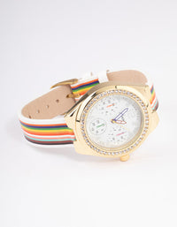 Gold Rainbow Faux Leather Strap Watch - link has visual effect only