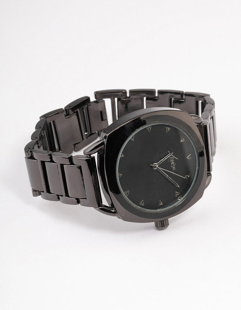 Gunmetal Coloured Square Face Link Watch