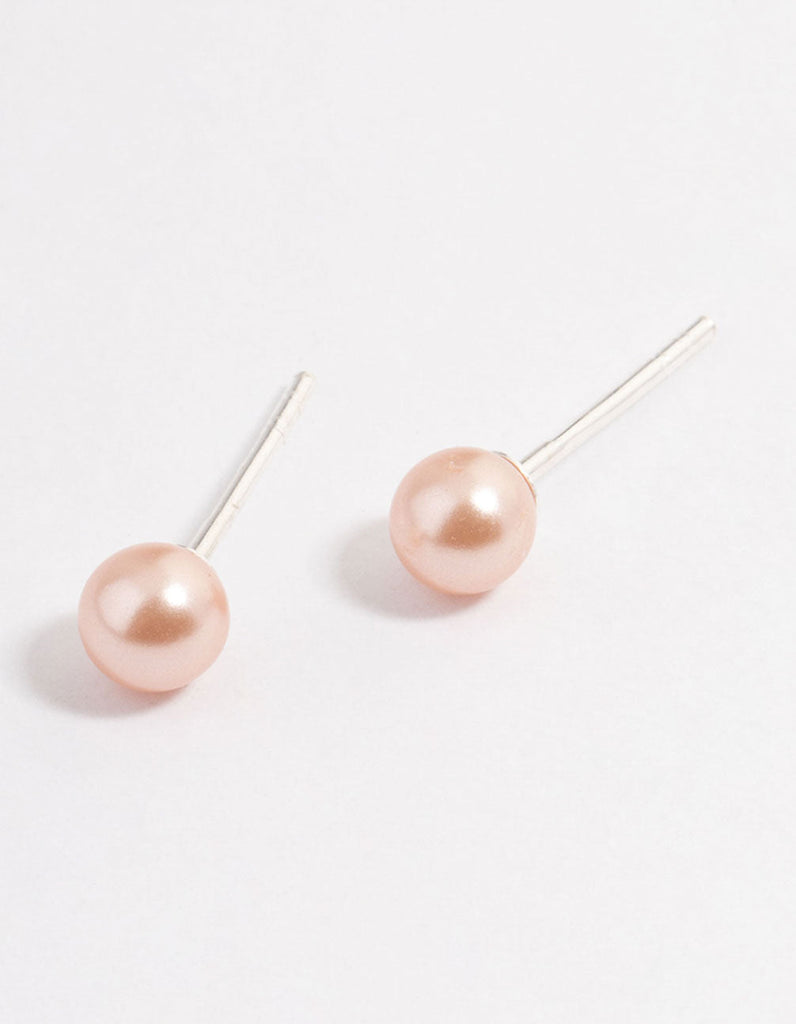 Sterling Silver Pink Pearl Stud Earrings