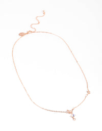 Rose Gold Dainty Butterfly & Diamante Necklace - link has visual effect only