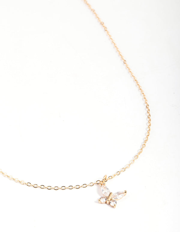 Gold Asymmetrical Butterfly Necklace