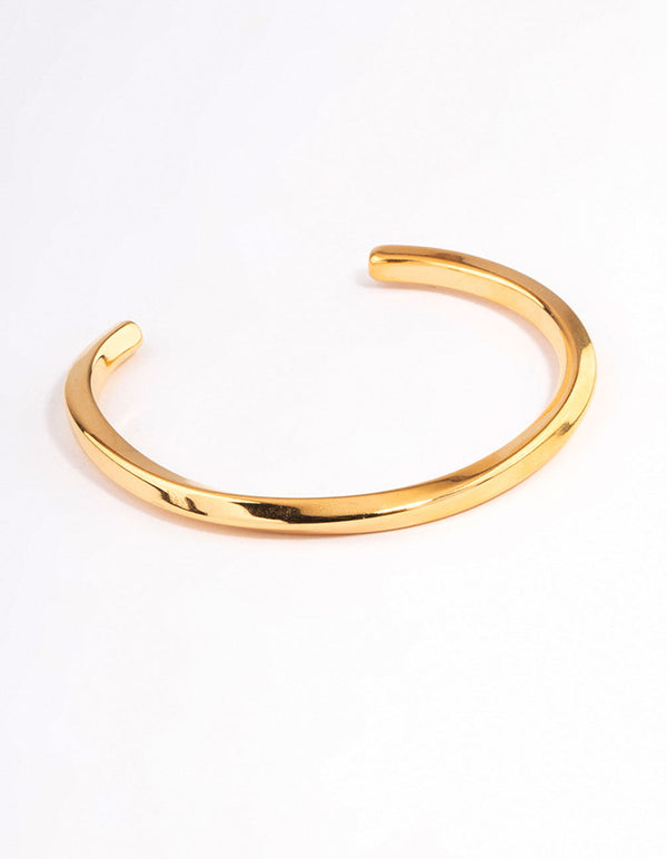 Gold Plated Stainless Steel Subtle Twist Cuff Bracelet