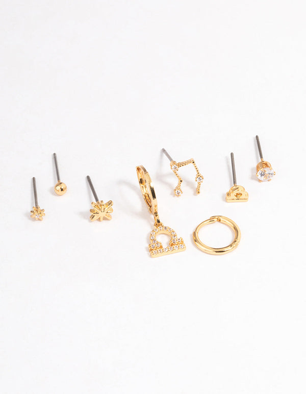 Gold Plated Libra Star Sign Ear Stackers