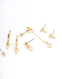 Letter 'T' Gold Plated Initial Ear Stacker - link has visual effect only