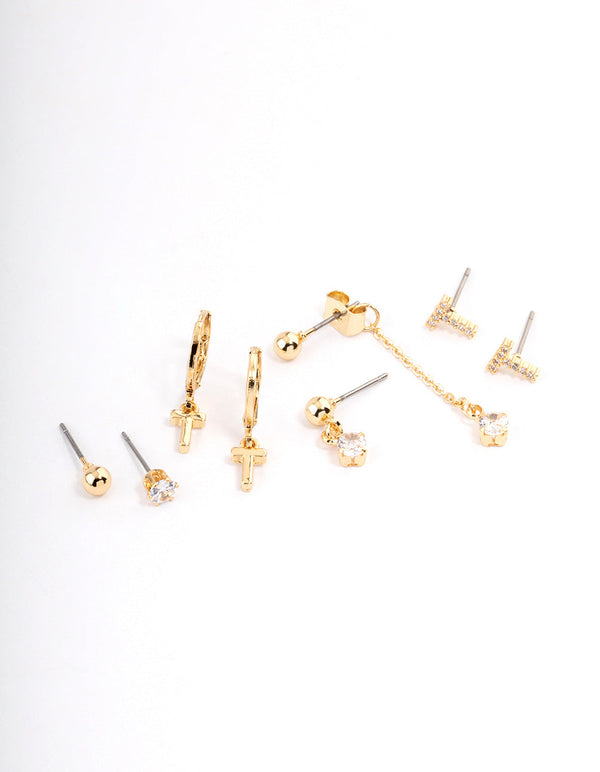 Letter 'T' Gold Plated Initial Ear Stacker