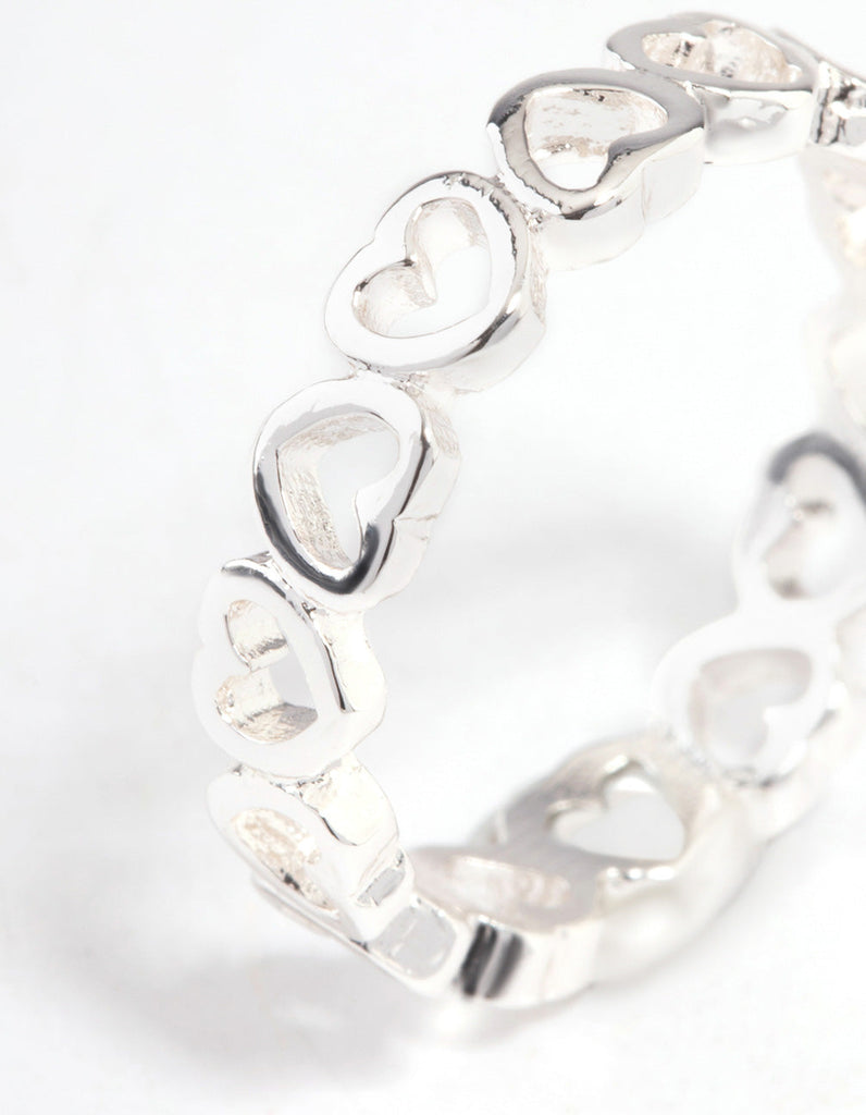 Silver Alternating Heart Ring