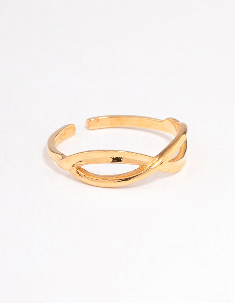 Gold Plated Sterling Silver Cross Over Ring