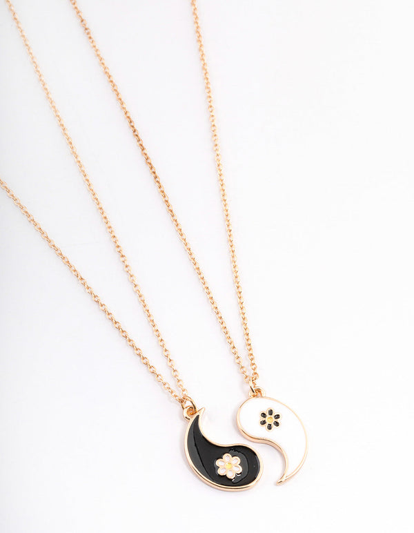 Gold Yin & Yang Flower Necklace Pack