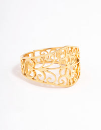 Gold Plated Stainless Steel Fine Swirl Filigree Ring - link has visual effect only