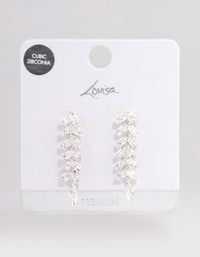 Silver Plated Marquise Cubic Zirconia Vine Drop Earrings - link has visual effect only