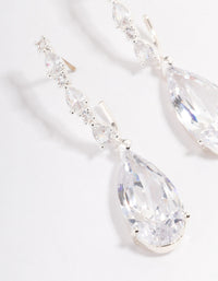 Silver Plated Cubic Zirconia Medium Drop Earrings - link has visual effect only