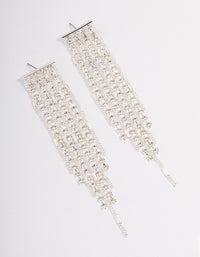 Silver Plated Cubic Zirconia Cupchain Tassel Earrings - link has visual effect only