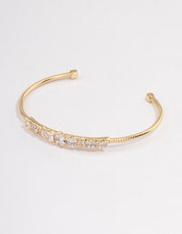 Gold Plated Gradual Cubic Zirconia Cuff Bangle - link has visual effect only