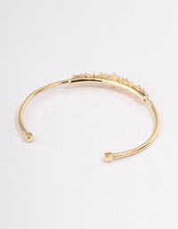 Gold Plated Gradual Cubic Zirconia Cuff Bangle - link has visual effect only