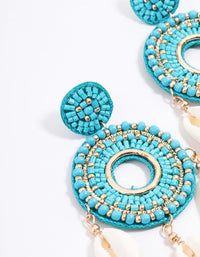 Gold Beaded Disc Statement Earrings - link has visual effect only