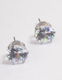 Rhodium Classic Large Diamante Stud Earrings - link has visual effect only