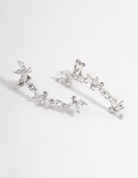 Rhodium Round & Marquise Cuff Earrings - link has visual effect only
