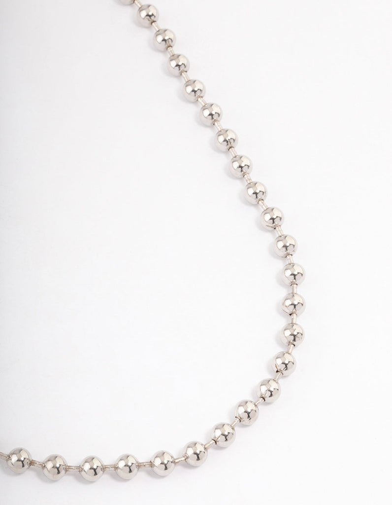 Rhodium Chunky Ball Chain Necklace