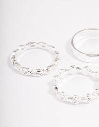 Silver Plain & Twisted Ring Pack - link has visual effect only