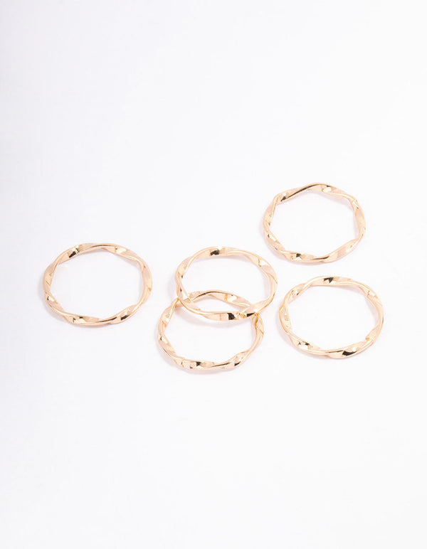 Gold Classic Twisted Ring 5-Pack