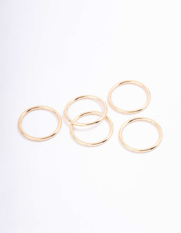 Gold Basic Smooth Ring 5-Pack