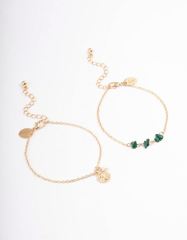 Green Chip & Coin Anklet Pack