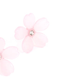 Pink Large Flower Diamante Stud Earrings - link has visual effect only
