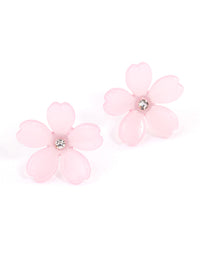 Pink Large Flower Diamante Stud Earrings - link has visual effect only
