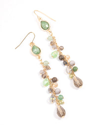 Gold Mixed Beaded Chain Drop Earrings - link has visual effect only