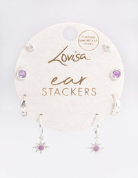 Silver Amethyst Starburst Stacker Earrings - link has visual effect only