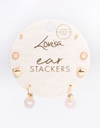 Gold Rose Quartz Donut Stud Stacker Earrings - link has visual effect only