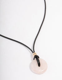 Silver Rose Quartz Donut Cord Necklace - link has visual effect only