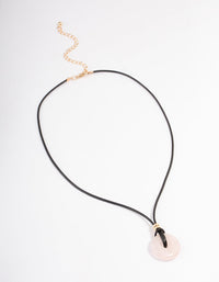 Silver Rose Quartz Donut Cord Necklace - link has visual effect only