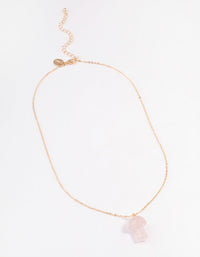 Gold Rose Quartz Moon & Mushroom Pendant Necklace - link has visual effect only