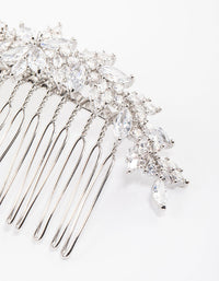 Rhodium Cubic Zirconia Floral Arch Hair Comb - link has visual effect only