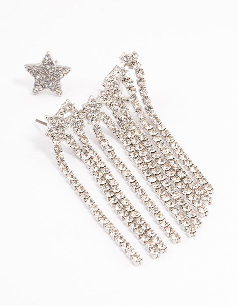 Silver Star Cupchain Cuff Earrings