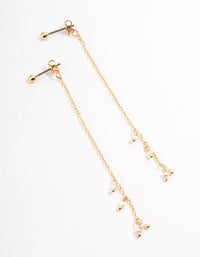 Gold Plated Mini Freshwater Pearl Chain Drop Earrings - link has visual effect only