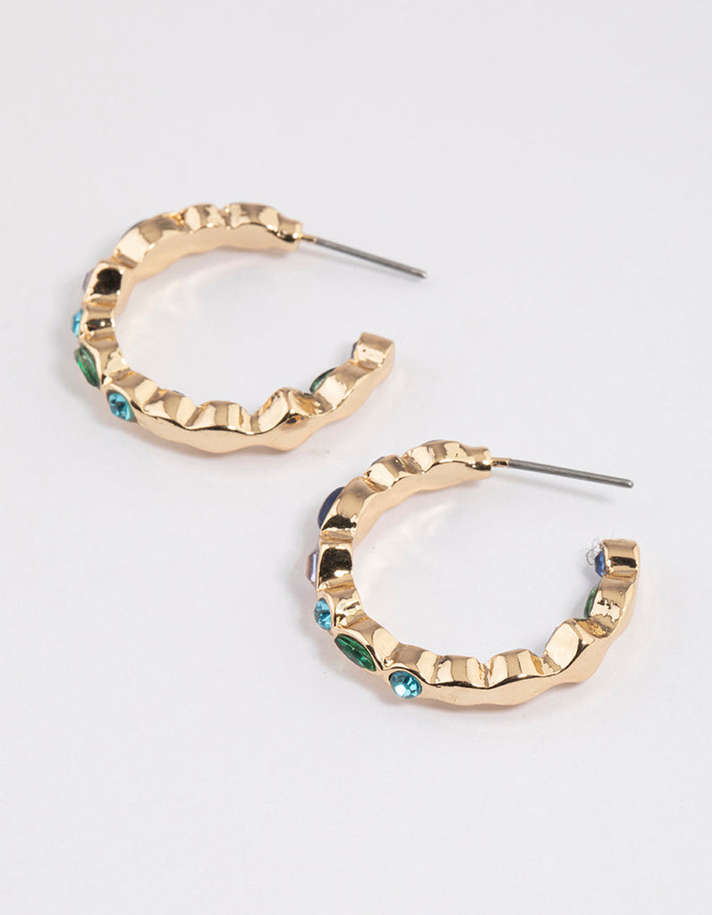 Blue In & Out Mixed Stone Hoop Earrings