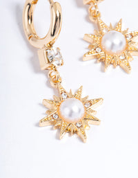 Gold Diamante & Pearl Cluster Huggie Earrings - link has visual effect only