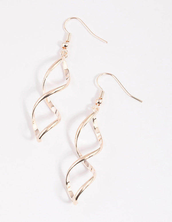 Rose Gold Spiral Drop Earrings