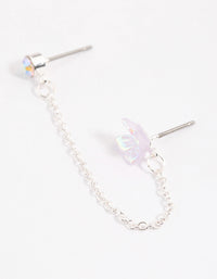 Lilac Dainty Butterfly Chain Earrings - link has visual effect only