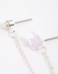 Lilac Dainty Butterfly Chain Earrings - link has visual effect only