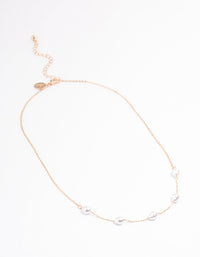 Gold Organic Pearl & Bead Necklace - link has visual effect only
