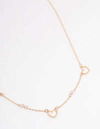 Gold Open Heart & Beaded Station Necklace - link has visual effect only