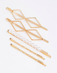 Gold Pearl Hair Slide 5-Pack - link has visual effect only