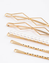 Gold Pearl Hair Slide 5-Pack - link has visual effect only