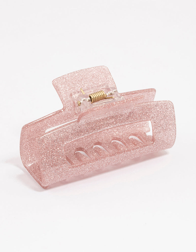 Plastic Pink Glitter Claw Clip